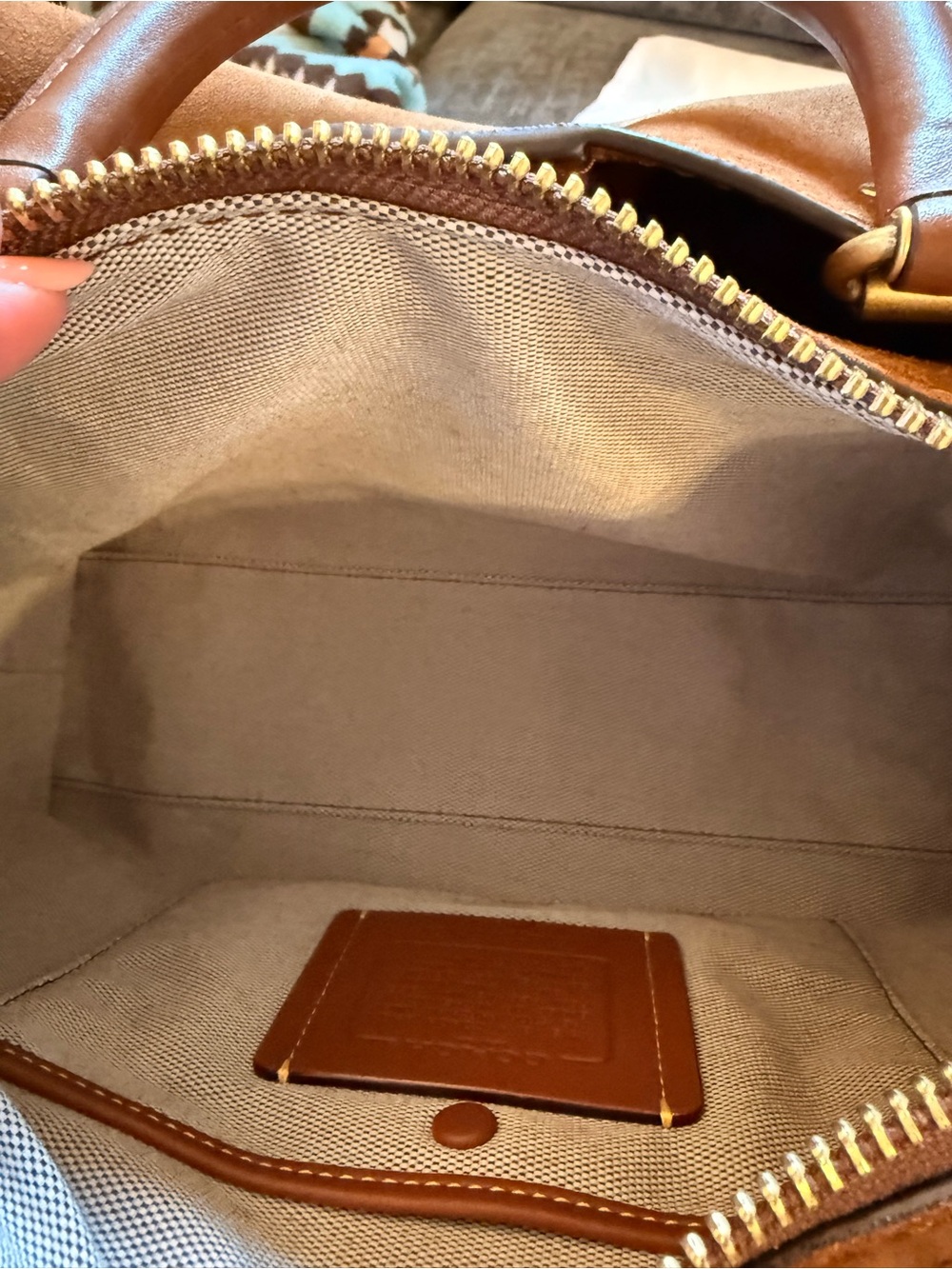 Coach Rogue 31 Brown Suede & Leather Satchel with Gold Hardware - Coach - Picture 10 of 11